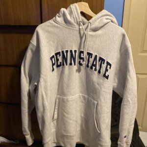 Champion Penn State Reverse Weave White/Grey Hoodie Size L
